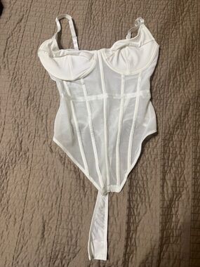 White Mesh Underwire Bodysuit Shapewear
